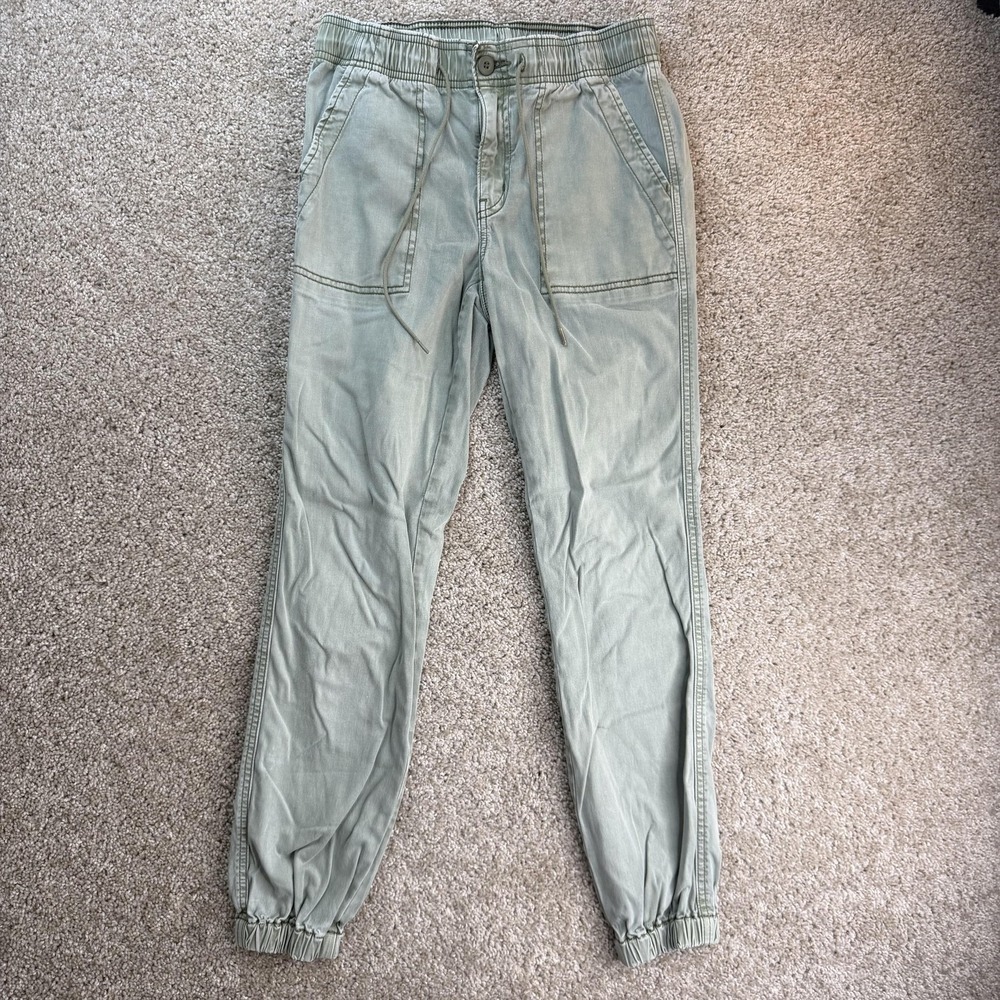 American Eagle Outfitters Jogger Pants Womens 4 Green Twill Tapered Stretch